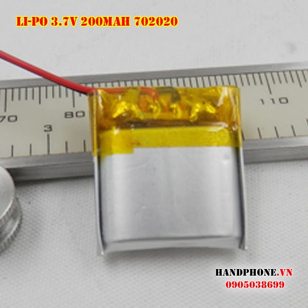 Pin Li-Po 3.7V 702020 200mAh (Lithium Polyme)