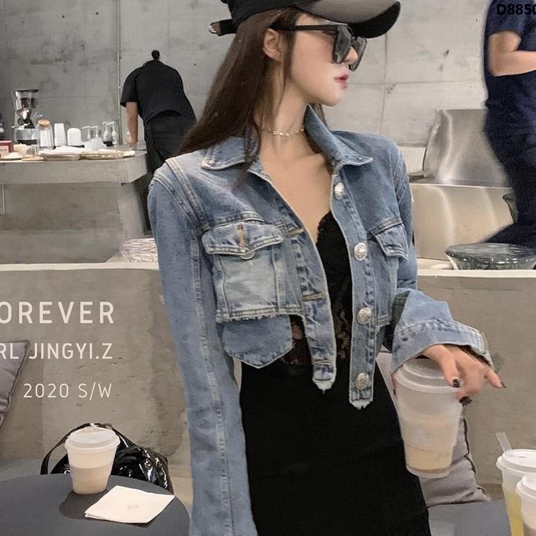 Áo Khoác Denim Dáng Rộng Ngắn Tay Phong Cách Hong Kong Thời Trang Mùa Thu Dành Cho Nữ 2022