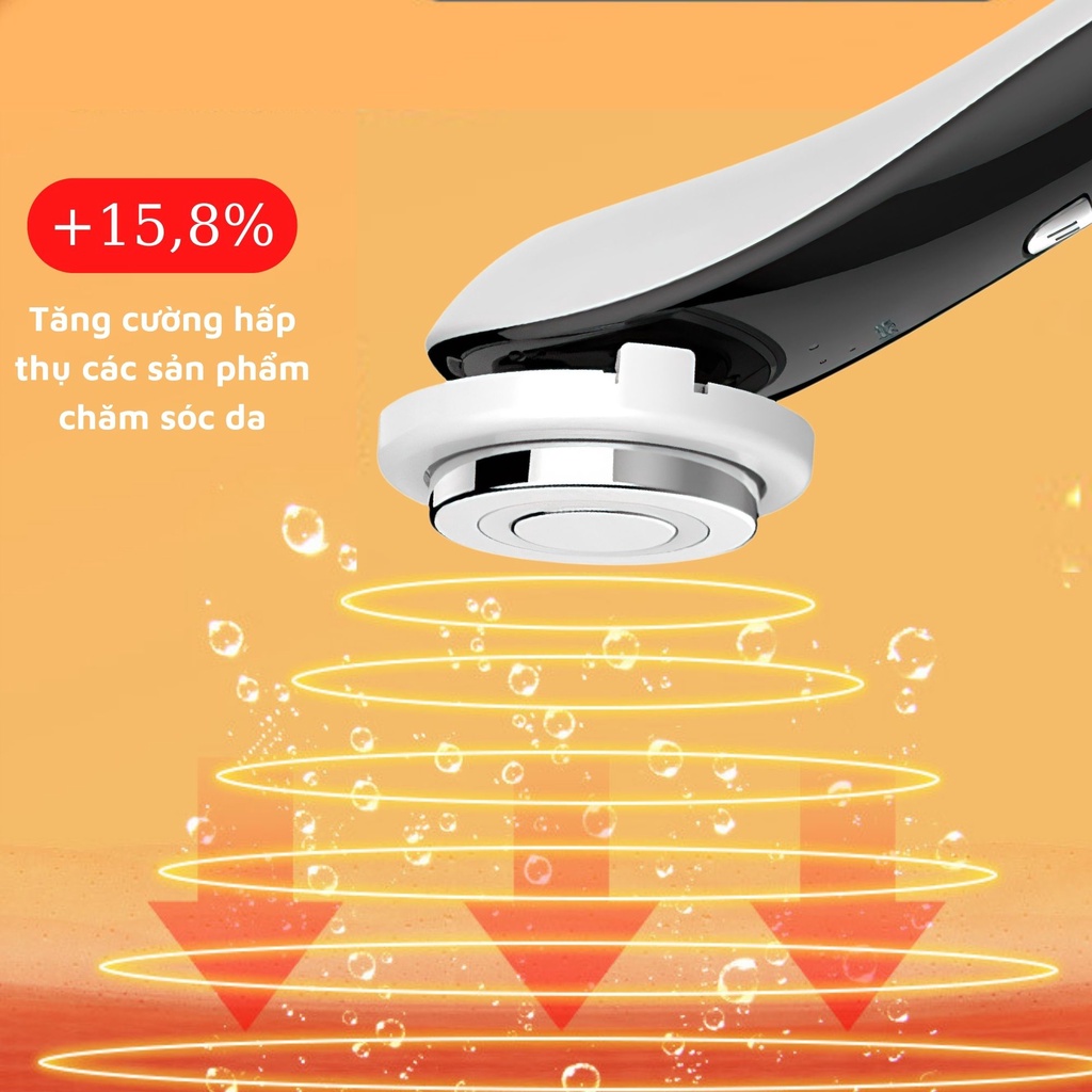 Máy massage mặt, tẩy trang, đẩy tinh chất ion âm dương trẻ hóa da làm ấm 45 độ C H2C