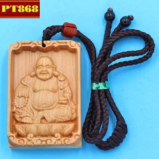 Vòng cổ mặt gỗ ngọc am khắc Phật Di lặc DMG7