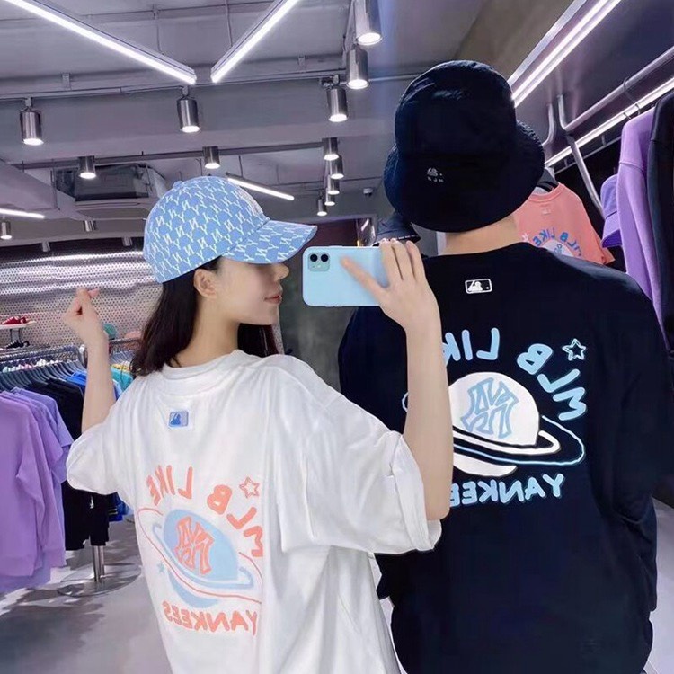 Áo thun NY ⛔ MLB Like ⛔ unisex nam nữ in hình Logo In nổi cá tính
