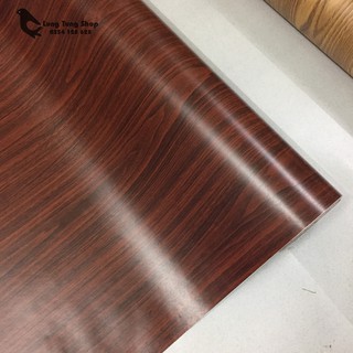 Giấy dán tường vân gỗ màu nâu đỏ, khổ 1,2m có sẵn keo