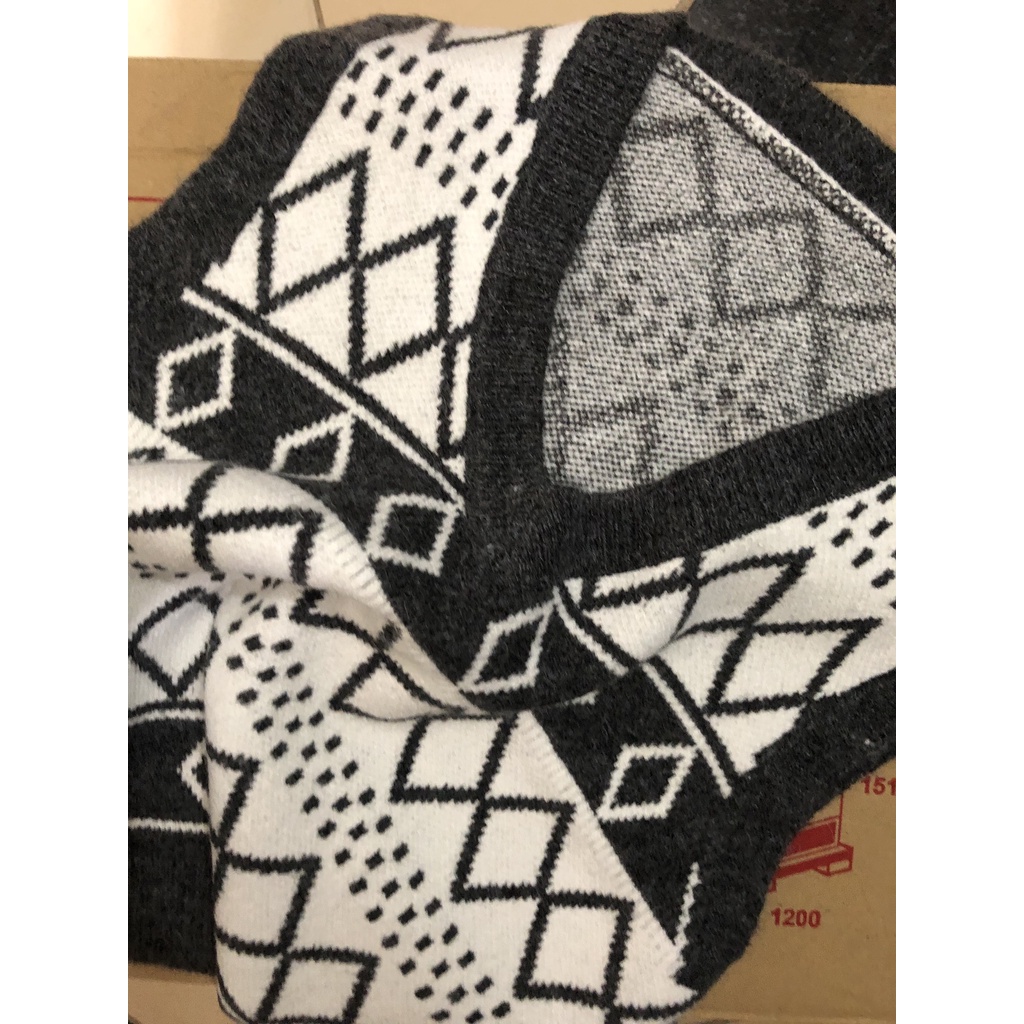 Áo gile nữ hoạ tiết thổ cẩm, Áo gile len ulzzang nữ dáng Hàn Quốc Hanva | BigBuy360 - bigbuy360.vn