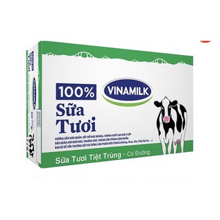 THÙNG 24 HỘP SỮA TƯƠI TIỆT TRÙNG VINAMILK 100% CÓ ĐƯỜNG 180ML