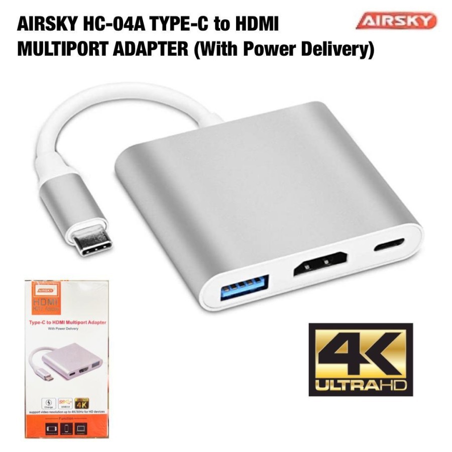 Bộ Chuyển Đổi Airsky Hc-04A Usb Type C Sang Hdmi + Typec + Dây Cáp Usb 3.0