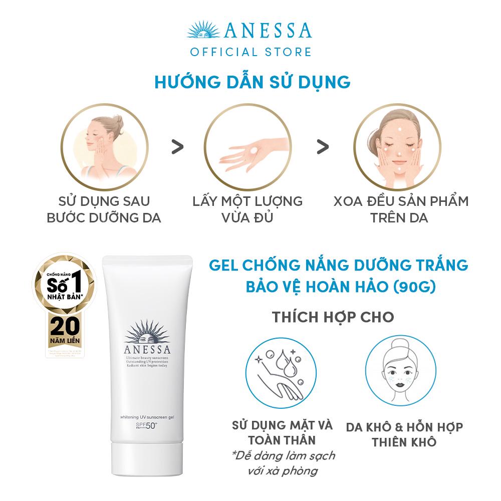 Bộ đôi Gel chống nắng dưỡng trắng Anessa Whitening UV Sunscreen Gel 90g x 2