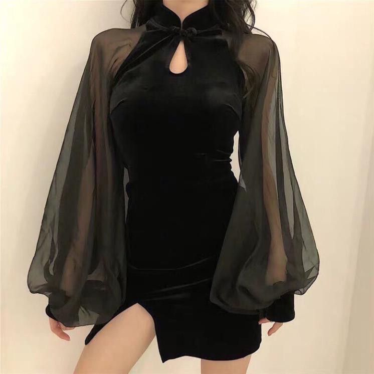 [Freeship đơn từ 0đ] [Mã FASHION15K hoàn 15K xu đơn 99K] ĐẦM BODY SƯỜN XÁM CÁCH TÂN TAY PHỒNG ་ ⚡