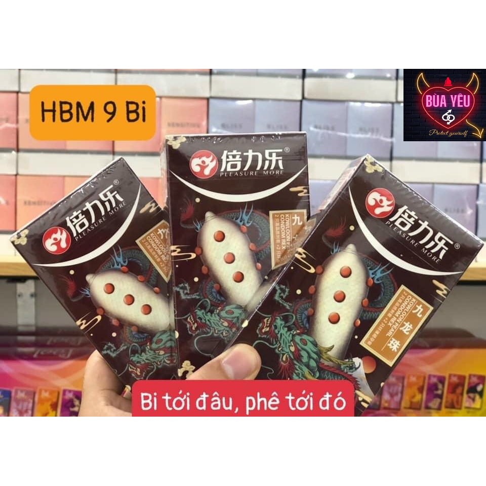 Bao cao su Gai bi tăng cảm giác HBM 9 bi - Hộp 4 chiếc