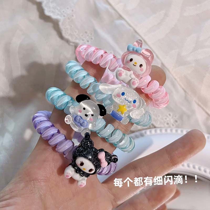 SANRIO Dây Buộc Tóc Co Giãn Hình Cinnamoroll Kuromi Melody Dễ Thương Cho Nữ