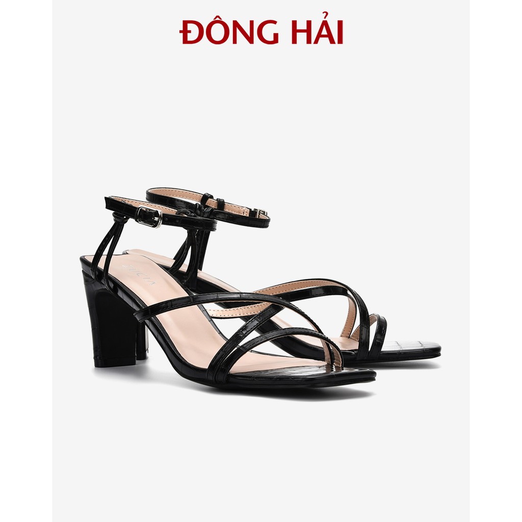 Sandal cao gót Zucia quai đan chéo da nhân tạo dập vân gót vuông 7cm - SHL34