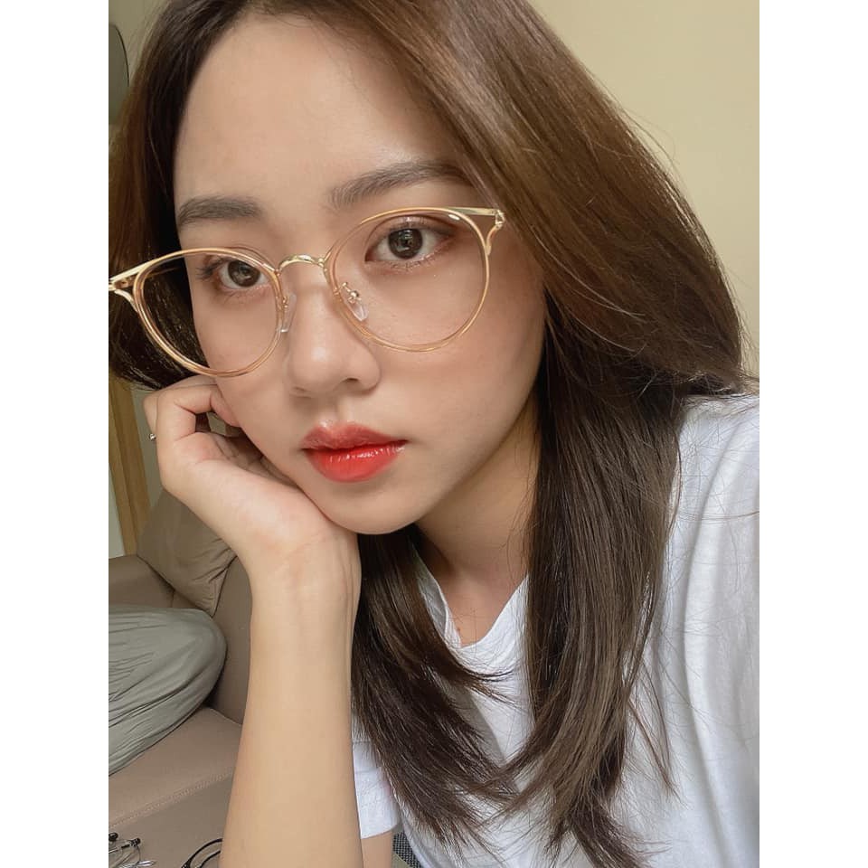 Gọng kiểu kim loại viền nhựa tam giác 2 bên - mũi cong 90029