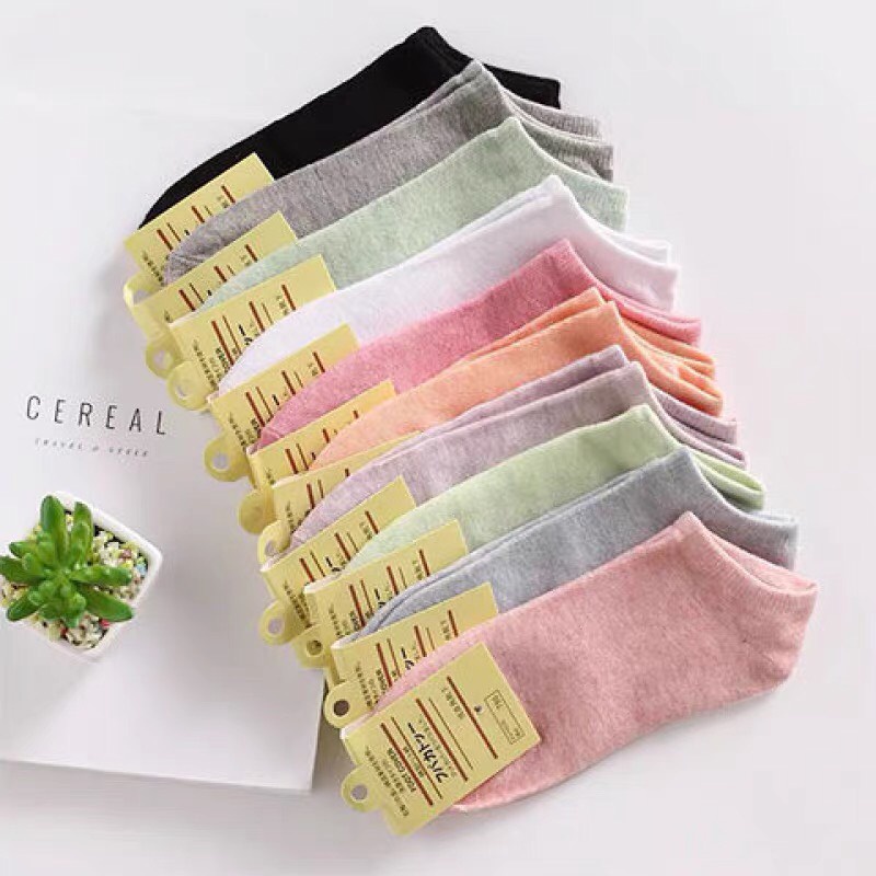 Set 10 đôi tất nữ đa sắc sáng xuất Nhật cổ ngắn hàng đẹp