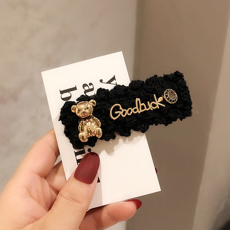 Kẹp tóc vải len BB hình thỏ phong cách Hàn Quốc thời trang thu đông cho nữ