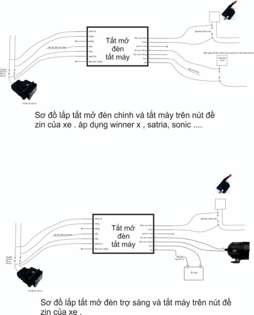 Mạch Tắt Máy Tạm thời và tắt mở đèn dùng nút đề Zin cho Winner X