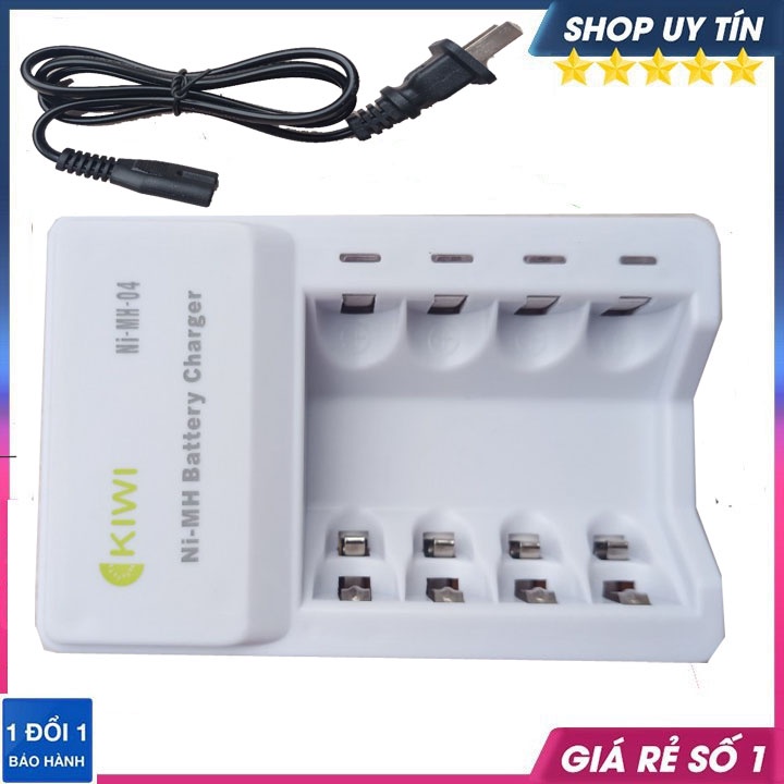 Combo Bộ Sạc Pin + 4 Viên Pin Tiểu AA 2800mAh kiwi chuyên cho Micro Không Dây.
