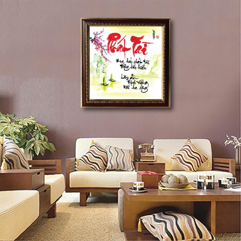 Tranh treo tường, tranh thư pháp treo tường chữ phát tài, chữ nhẫn, chữ hiếu, chữ Phúc 36x36