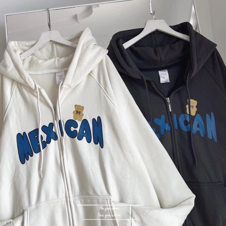 Áo khoác Hoodie mũ khóa MEXICAN ,mũ 2 lớp chất nỉ da cá chân cua tàu dày mịn, mặt vải cotton form rộng