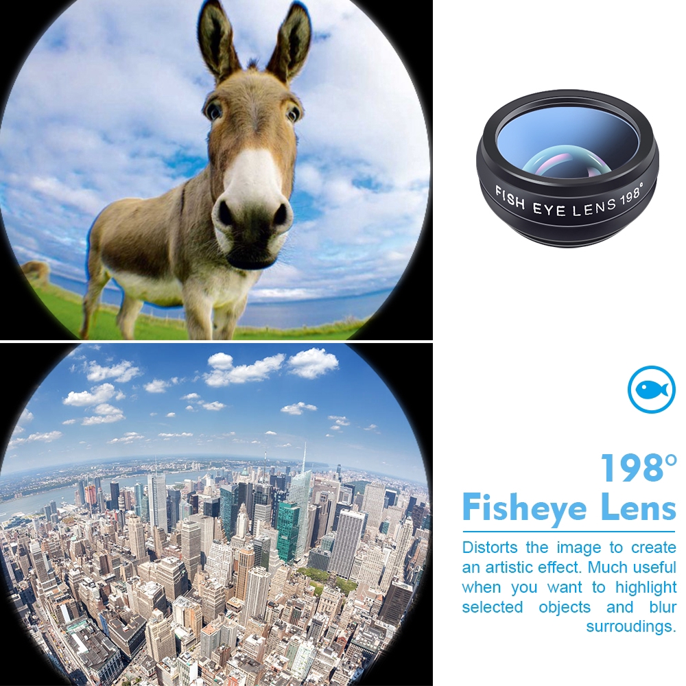 APEXEL 10 in 1 Mobile Lens Telephoto Fisheye Wide Angle Macro Lens + CPL / Flow