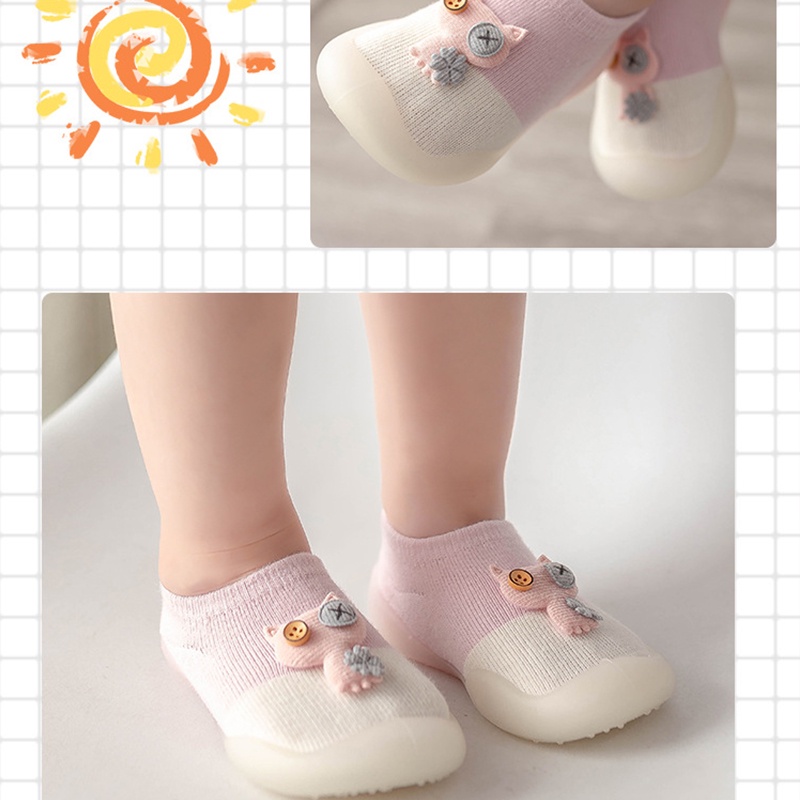 Vớ Cao Su Cotton Mềm Mại Co Giãn Chống Trượt In Hình Động Vật Hoạt Hình Thời Trang Thu Đông Cho Trẻ Sơ Sinh