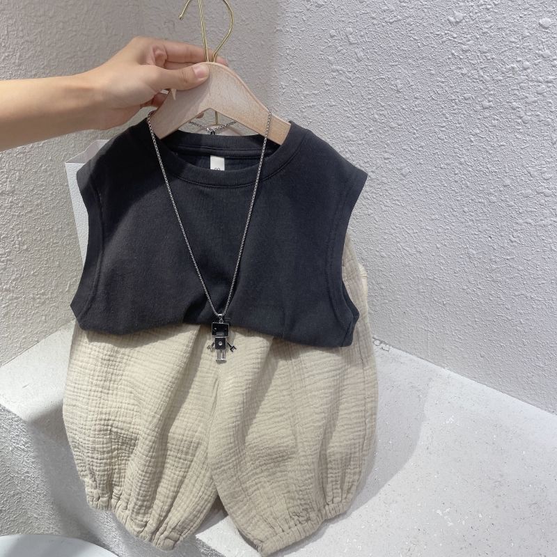 Bộ Quần Áo Ba Lỗ Thời Trang Hè Năng Động Cho Bé Trai