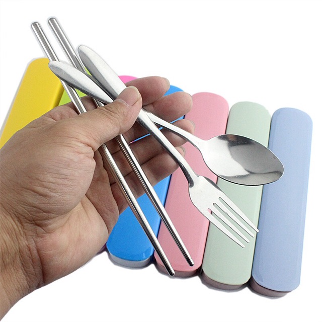 Bộ muỗng đũa inox du lịch có hộp đựng tiện dụng