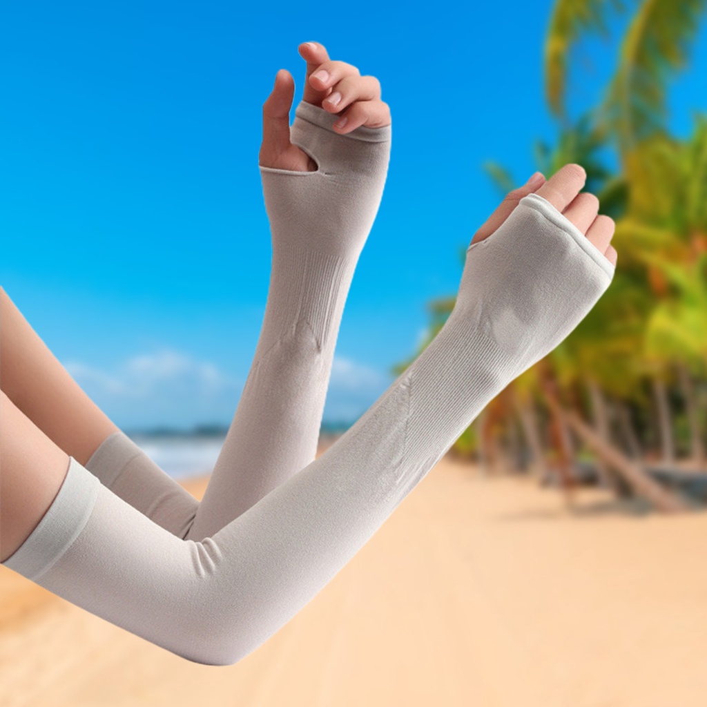 1 Đôi Găng Tay Hở Ngón Màu Trơn Chống Nắng Chống Tia UV