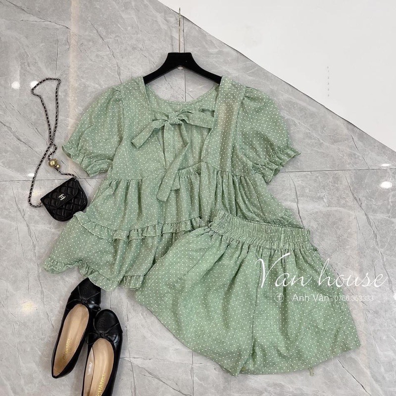 BN160-BỘ ĐŨI BÈO CHẤM BI XANH VÀNG | BigBuy360 - bigbuy360.vn