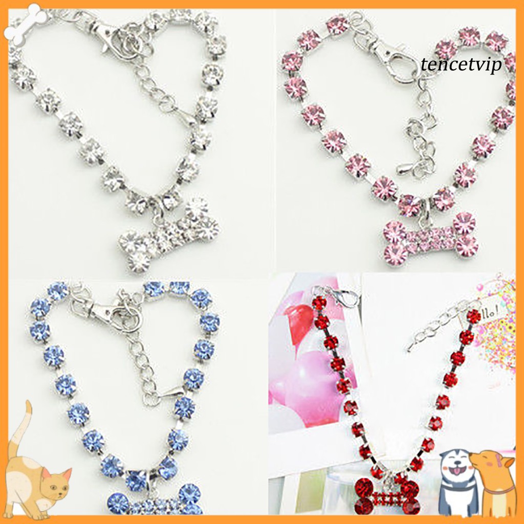 vòng cổ Mặt Hình Khúc Xương Đính Đá Dễ Thương Cho Thú Cưng