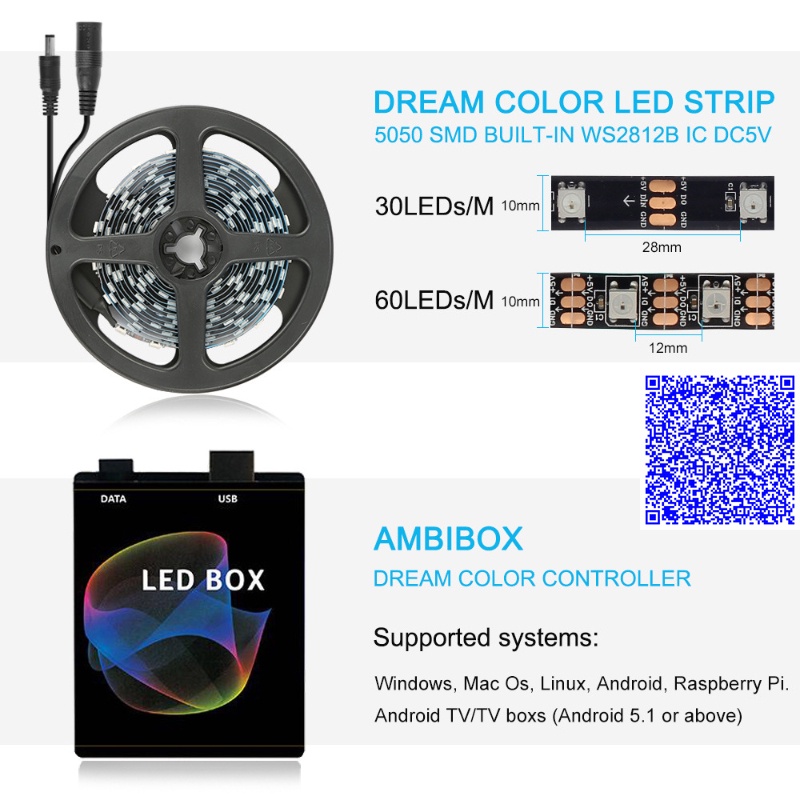 AMBILIGHT ĐIỀU KHIỂN LED FULL MÀU ARGB NEOPIXEL WS2812B 60LED/MÉT HẮT VIỀN MÀN HÌNH MÁY TÍNH PC