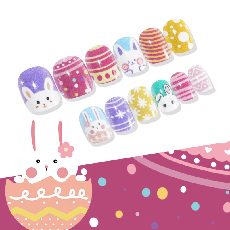 Youyo Móng Tay Giả Tự Dính Hình Thỏ Phục Sinh Dễ Thương Cho Bé