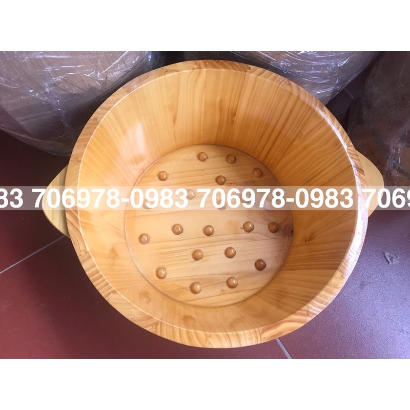 Chậu gỗ ngâm chân có hạt gỗ nhập l1