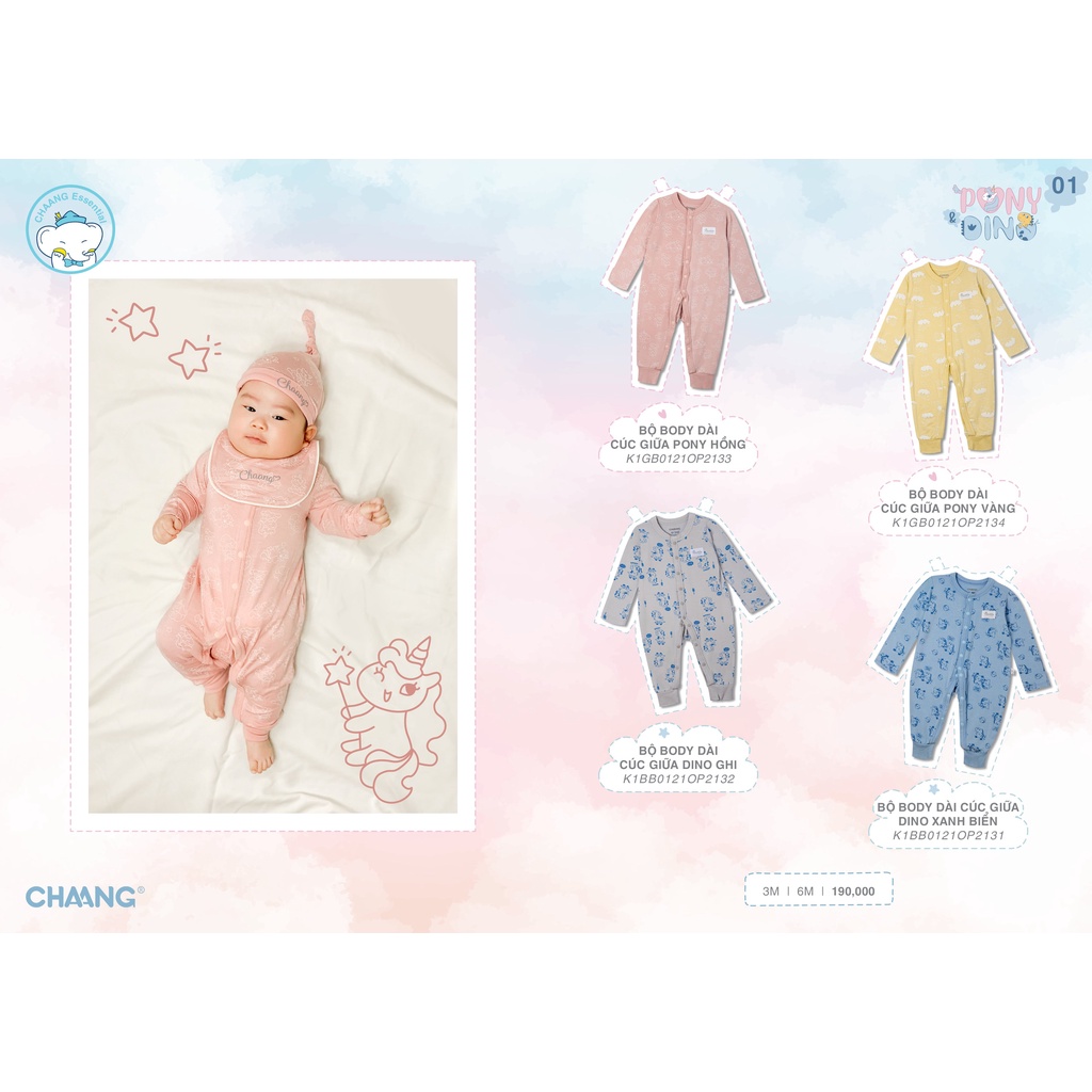 Chaang Body dài cúc giữa sơ sinh Pony&amp;Dino