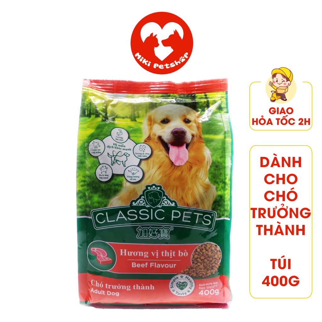 Thức Ăn Cho Chó Hạt Classic Pets 400g Vị Bò Dành Cho Chó Lớn Trên 12 Tháng Tuổi - Miki Petshop