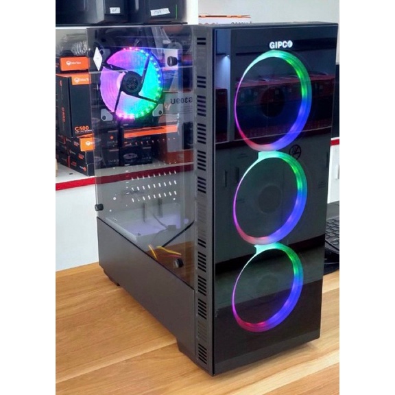 Vỏ Case GIPCO 5986LH Gaming LED RGB 2 mặt kính cường lực