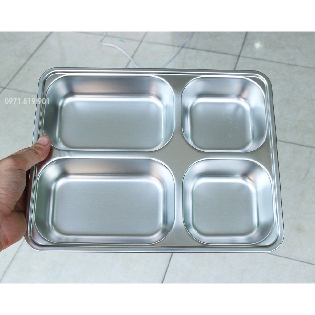 Khay cơm inox 4 ngăn sâu lòng Hàn Quốc giá rẻ