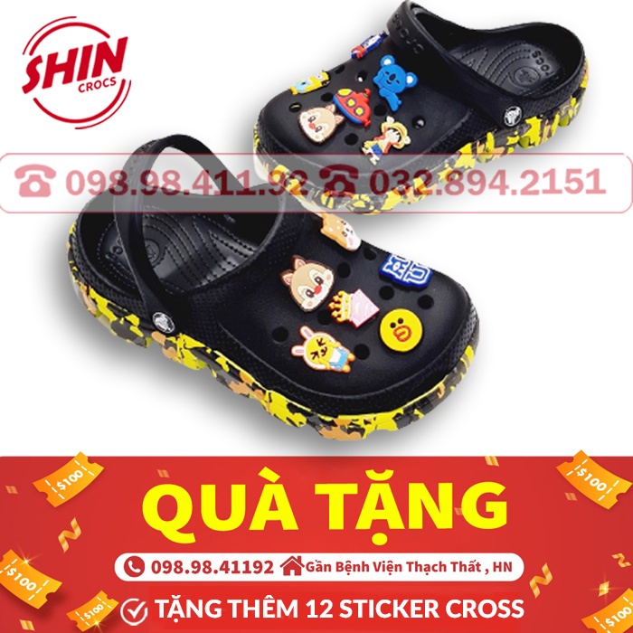dép crossFREESHIPdép cross vảy sơn họa tiết đế vàng vảy đen SHINUMOP22  tặng thêm 12 sticker cross