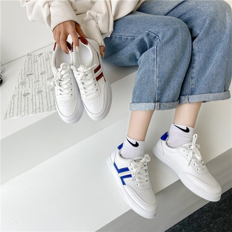 Fashion Round Lace Up Solid Low Heel Flat Sneakers for Women