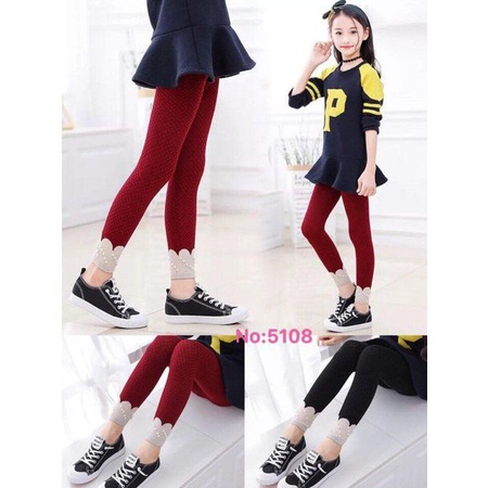 Quần tất len tăm cho bé  legging gân không bàn cực xinh dáng ôm gọn gấu đính ngọc hàng Quảng Châu cao cấp | WebRaoVat - webraovat.net.vn