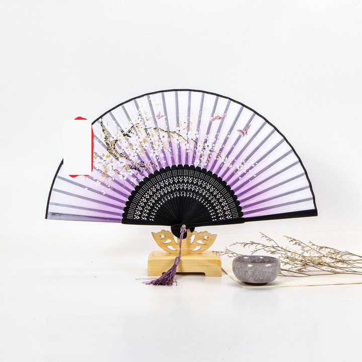 (5 mẫu) Quạt cổ trang dây tuyến bản 50k quạt xếp cầm tay phong cách Trung Quốc