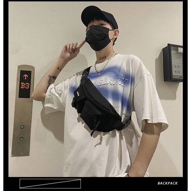 Túi đeo chéo ngực vải nylon thời trang đường phố cá tính