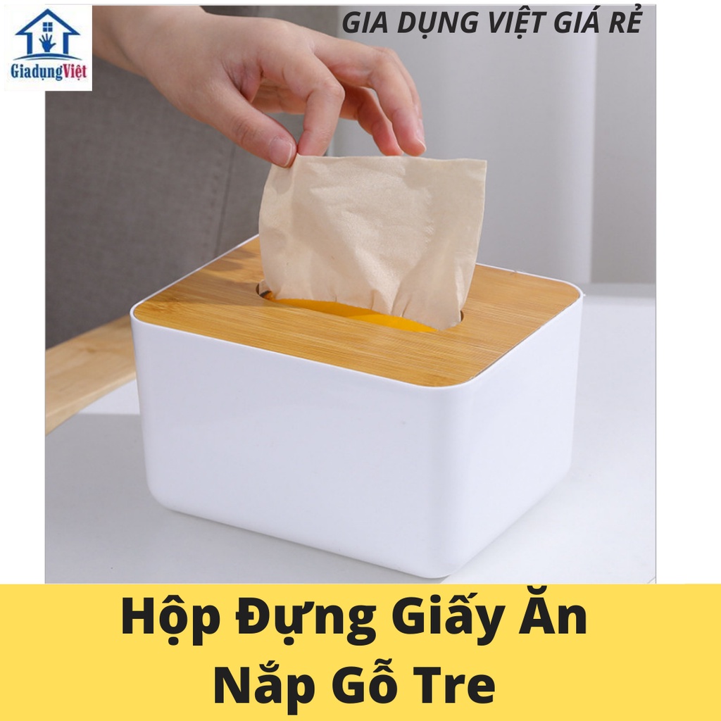 Hộp Đựng Khăn Giấy Nắp Gỗ Tre Tiện Dụng (MS8841)