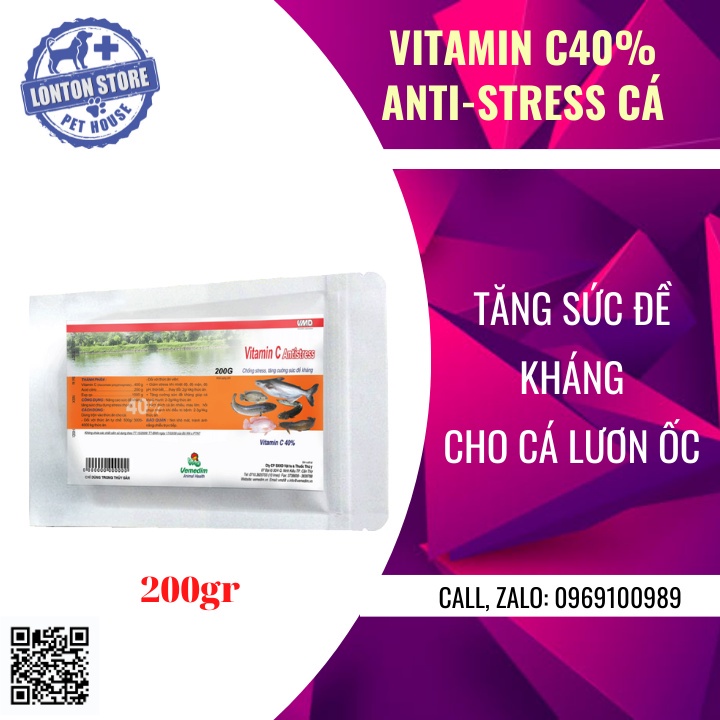 [Dùng thử] Gói 200g VEMEDIM Vitamin C 40% cá, chống stress và tăng cường đề kháng cho cá, lươn, ốc bươu Lonton store