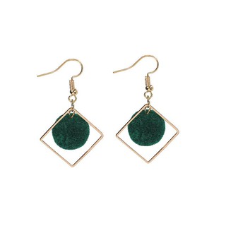 ✄Thâm nhập tim bạn✄ ✌Bông tai bóng lông✄ All-match geometric kim cương nhiều màu len✄Bông tai bóng