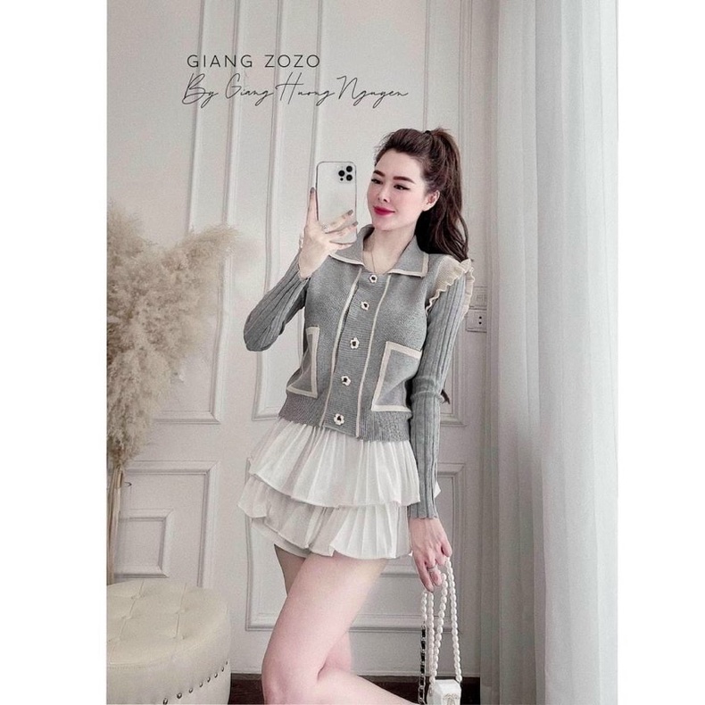 BÁN SỈ ÁO LEN BÈO VAI MÀU GHI CÚC HOA QC CHO NỮ | BigBuy360 - bigbuy360.vn