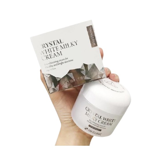 [Rẻ Vô Địch] Kem dưỡng trắng da - Kem dưỡng da 3W Clinic Crystal White Milky Cream 50gr [ Chính Hãng Hàn Quốc]