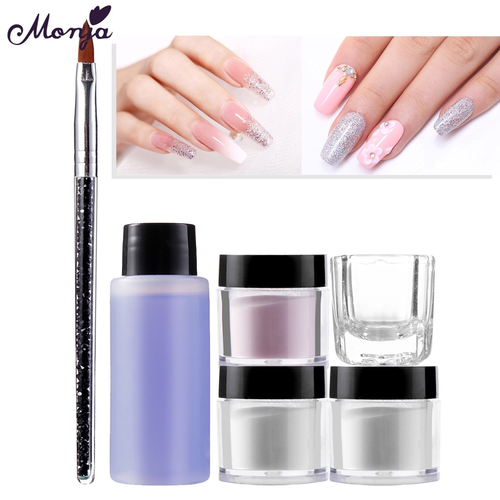 Set 6 món nối dài móng MONJA có bột acrylic lỏng tiện dụng