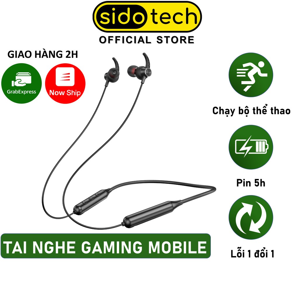 Tai nghe bluetooth thể thao đeo cổ SIDOTECH T3T pin trâu / siêu bass / siêu bền chơi thể thao chạy bộ đi xe đạp