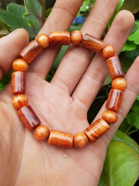 Vòng tay nữ gỗ huyết long đốt trúc hạt tròn 8li - Vòng tay may mắn tài lộc bình an