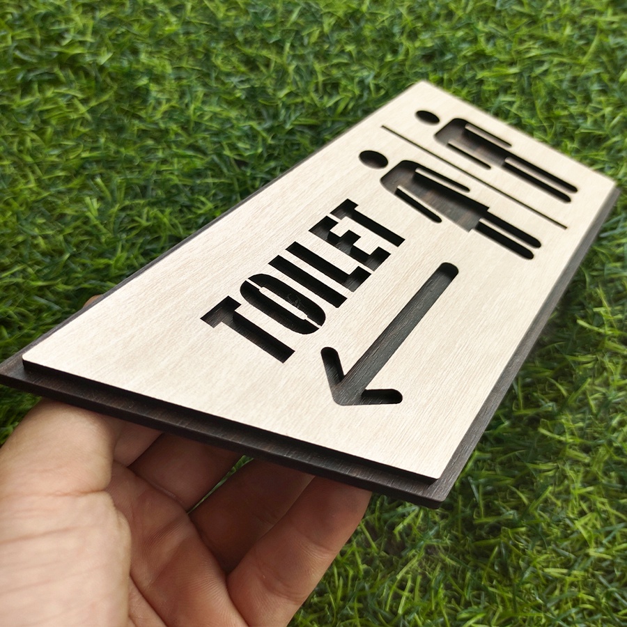 Bảng toilet gỗ treo nhà vệ sinh - Bảng chỉ dẫn toilet nam nữ chất lượng