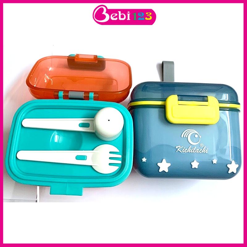 Hộp đựng sữa bột MOLLI - KICHI cao cấp mẫu mới kèm muỗng nĩa cho bé yêu